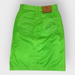 Gucci Green Logo Denim Skirt – Vintage 2000s